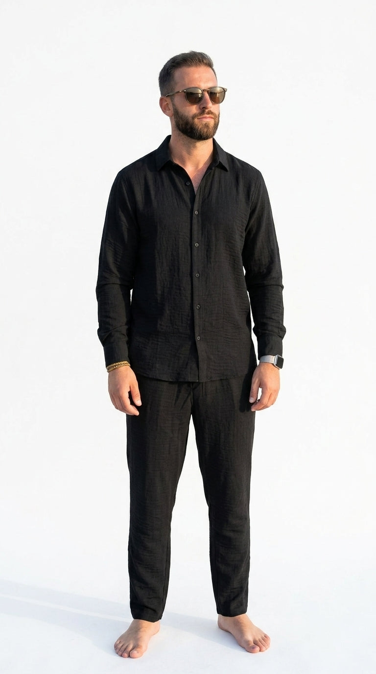 Linen set with long sleeves